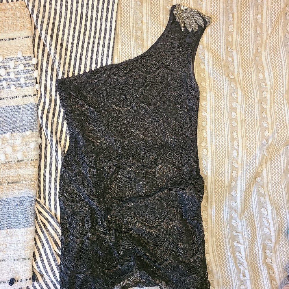 Double Zero lace mini dress one shoulder